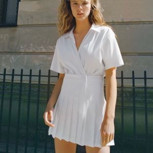 Zara White Box Pleat Jumpsuit Dress size Small NWT